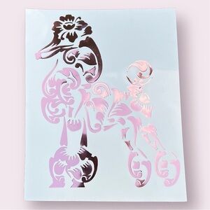 Fancy Poodle Decal Sticker Original Design in Metallic Rose Gold Dog Breed